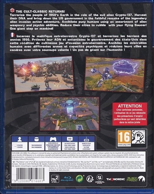 Destroy All Humans - PS4 (B Grade) (Genbrug)